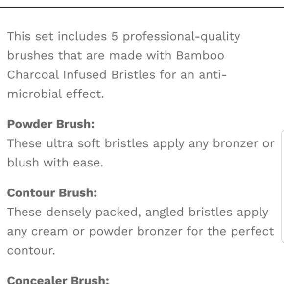 Billion Dollar Brows Charcoal Brush Set Makeup Brush Set 5 Ct NEW in BOX! - Picture 5 of 12